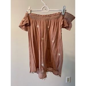 nude pink off the shoulder top